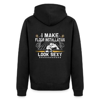 Flooring carpet installers - Unisex Premium Organic Zip Hoodie - black - Back - Nico (187cm)