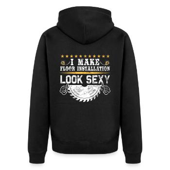 Flooring carpet installers - Unisex Premium Organic Zip Hoodie - black - Back - Nico (187cm)
