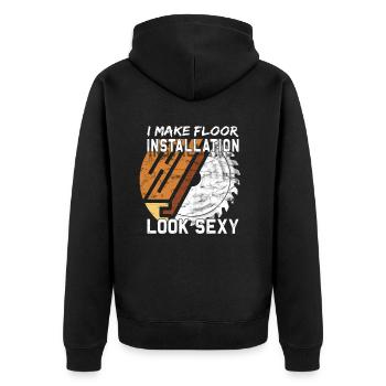 Flooring carpet installers - Unisex Premium Organic Zip Hoodie - black - Back - Nico (187cm)