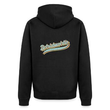 BWL Vintage Betriebswirtin - Unisex Premium Bio Zip Hoodie - Schwarz - Hinten - Nico (187cm)