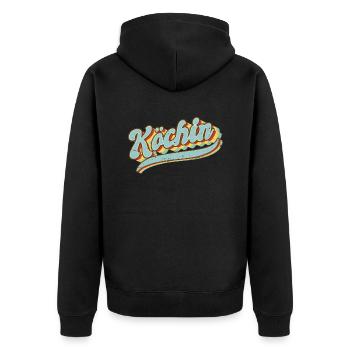 Koch Vintage Hobby Köchin - Unisex Premium Bio Zip Hoodie - Schwarz - Hinten - Nico (187cm)