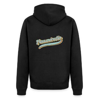 Frauenarzt Hebamme Frauenärztin - Unisex Premium Bio Zip Hoodie - Schwarz - Hinten - Nico (187cm)