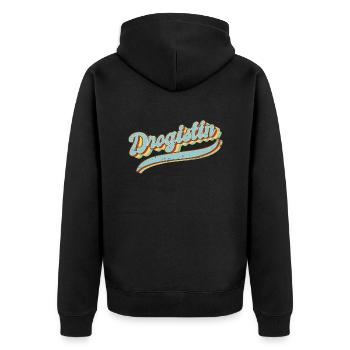 Apotheker Vintage Drogistin - Unisex Premium Bio Zip Hoodie - Schwarz - Hinten - Nico (187cm)