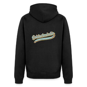 Juwelier Vintage Goldschmiedin - Unisex Premium Bio Zip Hoodie - Schwarz - Hinten - Nico (187cm)