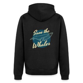 Blauwal Save The Whales Wal Meer - Unisex Premium Bio Zip Hoodie - Schwarz - Hinten - Nico (187cm)