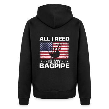 Citation de cornemuse pour les musiciens écossais et de cornemuse - Veste à capuche bio Premium Unisexe - noir - Dos - Nico (187cm)