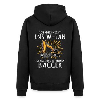 Baggerführer Bagger Baggerfahrer - Unisex Premium Bio Zip Hoodie - Schwarz - Hinten - Nico (187cm)