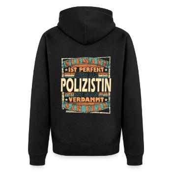 Polizist Polizistin Polizeibeamter Polizeitbeamtin - Unisex Premium Bio Zip Hoodie - Schwarz - Hinten - Nico (187cm)