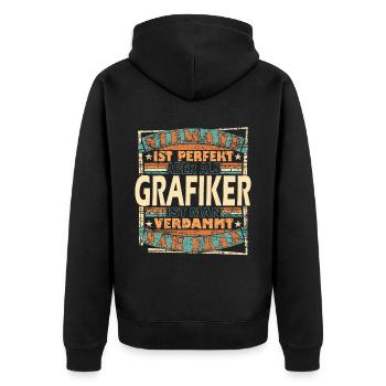 Grafik-Designer – Grafiker Mediengestalter - Unisex Premium Bio Zip Hoodie - Schwarz - Hinten - Nico (187cm)