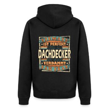 Dachdecker Dachdeckerin Dachspengler - Unisex Premium Bio Zip Hoodie - Schwarz - Hinten - Nico (187cm)