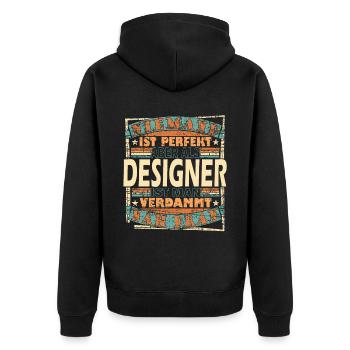 Grafik Designer Grafiker Mediengestalter - Unisex Premium Bio Zip Hoodie - Schwarz - Hinten - Nico (187cm)