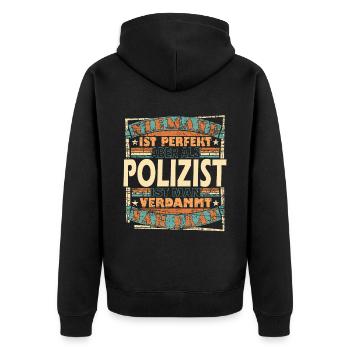 Polizei Polizist Polizisten Spruch - Unisex Premium Bio Zip Hoodie - Schwarz - Hinten - Nico (187cm)