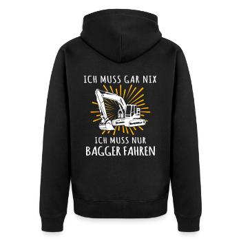 Baggerführer Bagger Baggerfahrer - Unisex Premium Bio Zip Hoodie - Schwarz - Hinten - Nico (187cm)