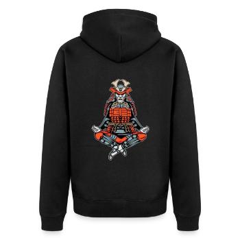 Samurai Krieger Geschenk Japan Yoga Meditation - Unisex Premium Bio Zip Hoodie - Schwarz - Hinten - Nico (187cm)