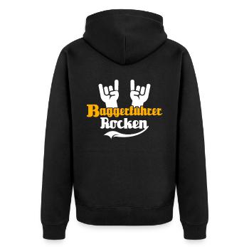 Baggerführer Bagger Baggerfahrer - Unisex Premium Bio Zip Hoodie - Schwarz - Hinten - Nico (187cm)