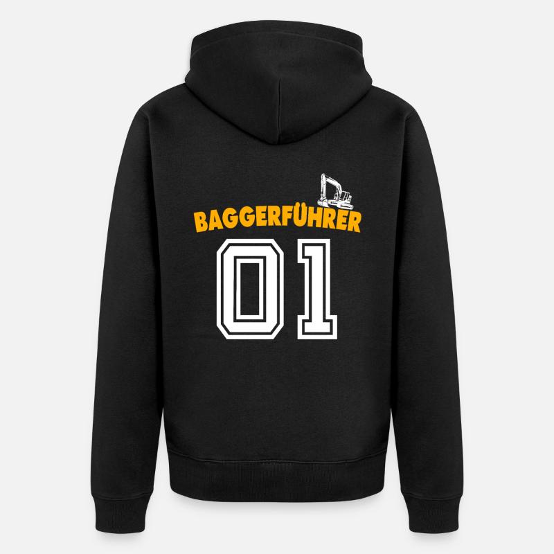 Baggerführer Bagger Baggerfahrer - Unisex Premium Bio Zip Hoodie - Schwarz