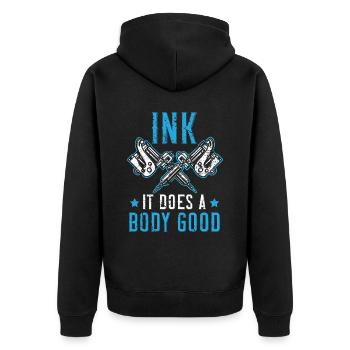 Assistant tatoueur Tatouage Tatouage Tatouage - Veste à capuche bio Premium Unisexe - noir - Dos - Nico (187cm)