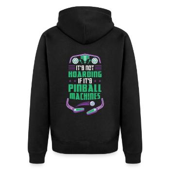 It's Not Hoarding If It's Pinball Machines - Unisex Premium Bio Zip Hoodie - Schwarz - Hinten - Nico (187cm)