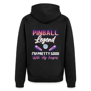 Pinball Legend - I'm Pretty Good With My Fingers - Unisex Premium Bio Zip Hoodie - Schwarz - Hinten - Nico (187cm)
