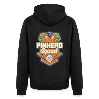 Pinhead Squad - Pinball - Unisex Premium Bio Zip Hoodie - Schwarz - Hinten - Nico (187cm)