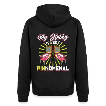 Mon passe-temps est Pinomenal - Pinball - Veste à capuche bio Premium Unisexe - noir - Dos - Nico (187cm)