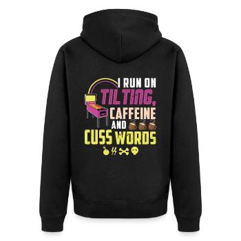 Tiliting, Caffeine And Cuss Words - Pinball - Unisex Premium Organic Zip Hoodie - black - Back - Nico (187cm)