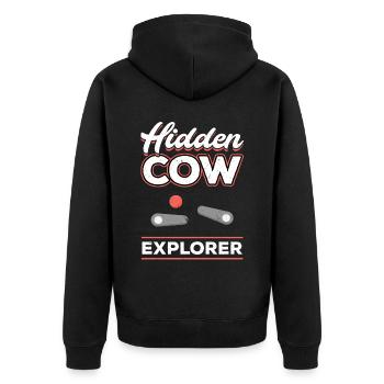 Hidden Cow Explorer - Pinball - Unisex Premium Organic Zip Hoodie - black - Back - Nico (187cm)