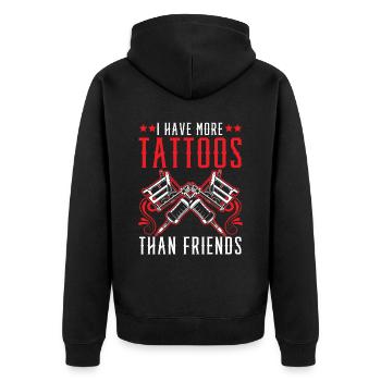 J’ai plus de tatouages que d’amis tatouer Tatt - Veste à capuche bio Premium Unisexe - noir - Dos - Nico (187cm)