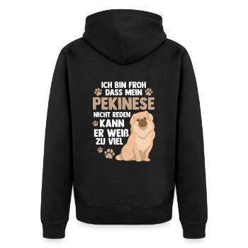 Pekinese weiß zu viel Peking-Palasthund - Unisex Premium Bio Zip Hoodie - Schwarz - Hinten - Nico (187cm)