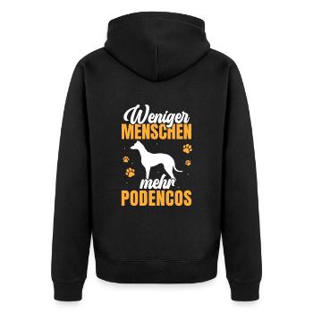 Mehr Podencos spanischer Windhund - Unisex Premium Bio Zip Hoodie - Schwarz - Hinten - Nico (187cm)