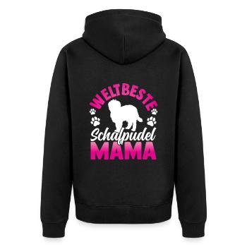 Weltbeste Schafpudel Mama Hütepudel - Unisex Premium Bio Zip Hoodie - Schwarz - Hinten - Nico (187cm)