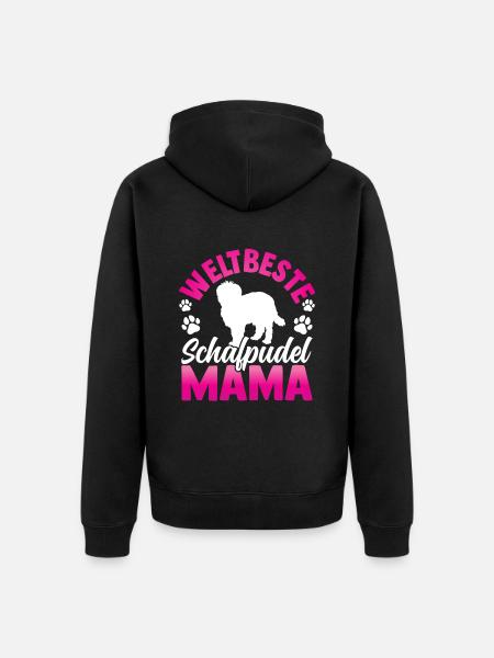 Weltbeste Schafpudel Mama Hütepudel - Unisex Premium Bio Zip Hoodie - Schwarz