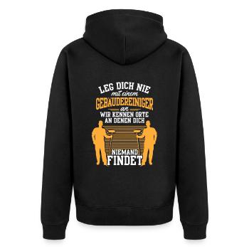 Gebäudereiniger nicht anlegen Fassadenreiniger - Unisex Premium Bio Zip Hoodie - Schwarz - Hinten - Nico (187cm)