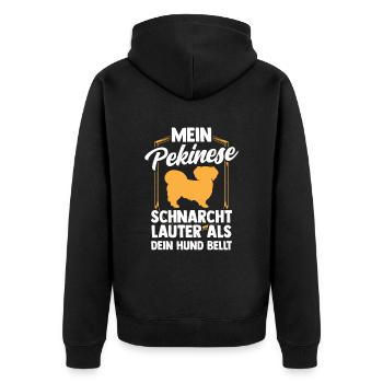 Pekinese schnarcht lauter Peking-Palasthund - Unisex Premium Bio Zip Hoodie - Schwarz - Hinten - Nico (187cm)