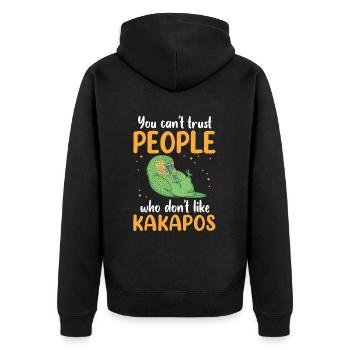 Kakapo nicht trauen flugunfähiger Papagei Kakapo - Unisex Premium Bio Zip Hoodie - Schwarz - Hinten - Nico (187cm)