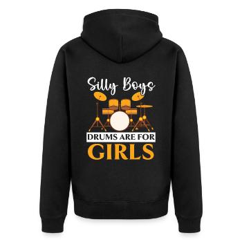Drummer Musical Instrument Musician Drum Player - Unisex Premium Organic Zip Hoodie - black - Back - Nico (187cm)