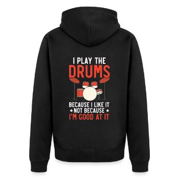 Drummer Musical Instrument Musician Drum Player - Unisex Premium Organic Zip Hoodie - black - Back - Nico (187cm)