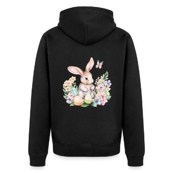 Frohe Ostern Hase Osterei für einen Osterhasen - Unisex Premium Bio Zip Hoodie - Schwarz - Hinten - Nico (187cm)