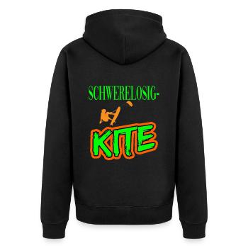 Schwerelosigkeit Kitesurfen Kiten für Kiter - Unisex Premium Bio Zip Hoodie - Schwarz - Hinten - Nico (187cm)