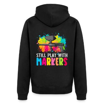 Still Play With Markers Paintball Paintballer - Unisex Premium Organic Zip Hoodie - black - Back - Nico (187cm)
