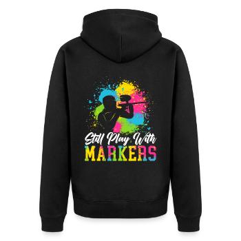 Still Play With Markers Paintball Paintballer - Unisex Premium Organic Zip Hoodie - black - Back - Nico (187cm)