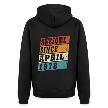 April 1978 né - 45 ans - Veste à capuche bio Premium Unisexe - noir - Dos - Nico (187cm)