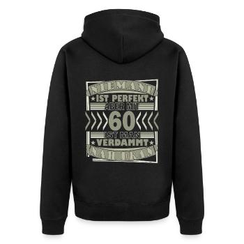 60. Geburtstag 1963 Vintage Geburtstag Spruch - Unisex Premium Bio Zip Hoodie - Schwarz - Hinten - Nico (187cm)