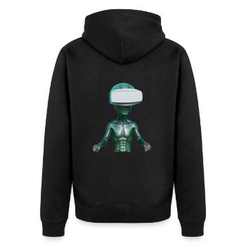 VR Alien - Unisex Premium Bio Zip Hoodie - Schwarz - Hinten - Nico (187cm)