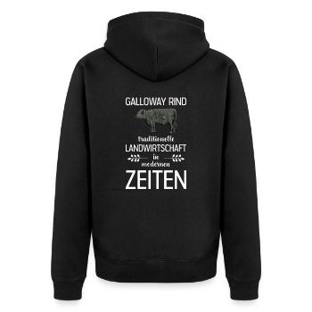 Galloway Rind I Schottland Rinderzucht für - Unisex Premium Bio Zip Hoodie - Schwarz - Hinten - Nico (187cm)