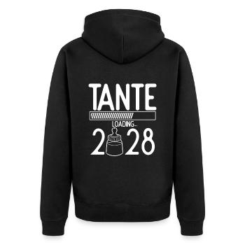 Tante Loading 2028 Babyankündigung Geburt Schwange - Unisex Premium Bio Zip Hoodie - Schwarz - Hinten - Nico (187cm)