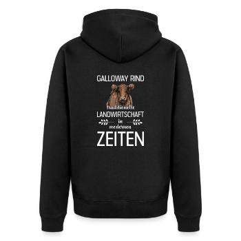 Galloway Rind I Schottland Rinderzucht für - Unisex Premium Bio Zip Hoodie - Schwarz - Hinten - Nico (187cm)