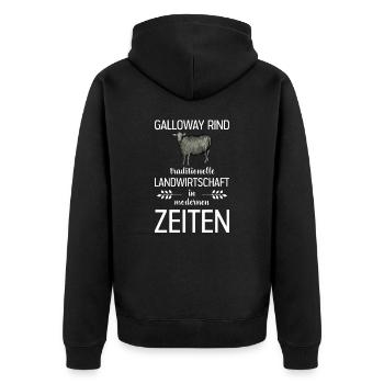 Galloway Rind I Schottland Rinderzucht für - Unisex Premium Bio Zip Hoodie - Schwarz - Hinten - Nico (187cm)