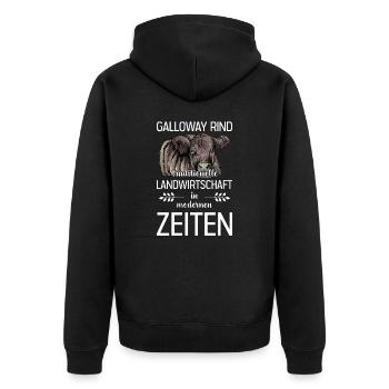 Galloway Rind I Schottland Rinderzucht für - Unisex Premium Bio Zip Hoodie - Schwarz - Hinten - Nico (187cm)