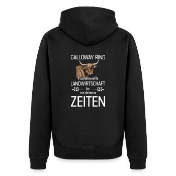 Galloway Rind I Schottland Rinderzucht für - Unisex Premium Bio Zip Hoodie - Schwarz - Hinten - Nico (187cm)
